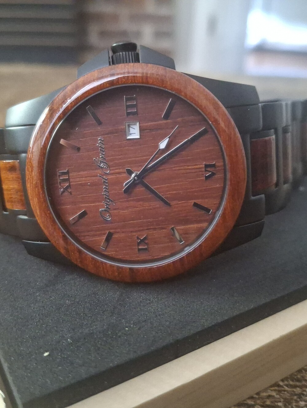 Men’s Black and Brown Wooden Accent Watch